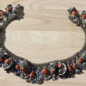 collier traditionnel kabyle en argent et corail